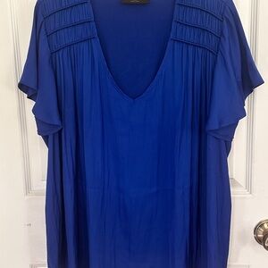 Lane Bryant Royal Blue Flutter Sleeve Blouse